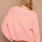 POL Crochet Flower Round Neck Dropped Shoulder Sweater