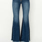 RISEN Full Size High Rise Side Shadow Seam Detail Slit Flare Jeans