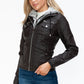 YMI Removable Faux Layered Multi-Pocket Jacket with Fuzzy Hood