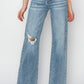 RISEN Mid Rise Button Fly Wide Leg Jeans