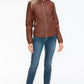 Snobbish Faux Leather Biker Jacket with Side Zip Pockets