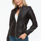 Snobbish PU Leather Biker Jacket with Side Zip Pockets