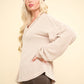 VERY J Two Tone Ribbed V-Neck Exposed Seam Top