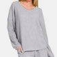 Zenana V-Neck Long Sleeve Ribbed Top and Shorts Set