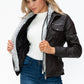 YMI Removable Faux Layered Multi-Pocket Jacket with Fuzzy Hood