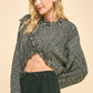 Davi & Dani Fringe Hem Overlapping Asymmetrical Crop Sweater