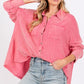 SAGE + FIG Frayed Hem Side Slit Button Down Shirt