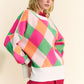 Davi & Dani Exposed Seam Color Block Dropped Shoulder Sweater