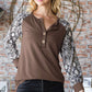 Heimish Full Size Snakeskin Print Raglan Sleeve Half Button Top