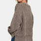 Zenana Exposed Seam Round Neck Dropped Shoulder Sweater