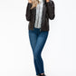 YMI Faux Layered Double-Zipper Jacket with Fuzzy Hood