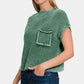 Zenana Washed Mock Neck Short Sleeve Cropped Sweater