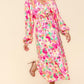 Haptics Full Size Floral Surplice Balloon Sleeve Dress with Side Pockets