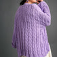 Umgee Full Size Cable Knit Open Front Long Sleeve Cardigan