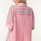 White Birch Plaid Color Block Half Button Top