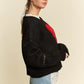 Davi & Dani Contrast Heart Dropped Shoulder Sweater