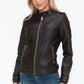 Snobbish PU Leather Biker Jacket with Side Zip Pockets