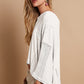 POL High-Low Contrast V-Neck Top