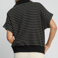 Umgee Striped Half Zip Short Sleeve Sweatshirt