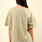 VERY J Round Neck Exposed Seam Slit T-Shirt