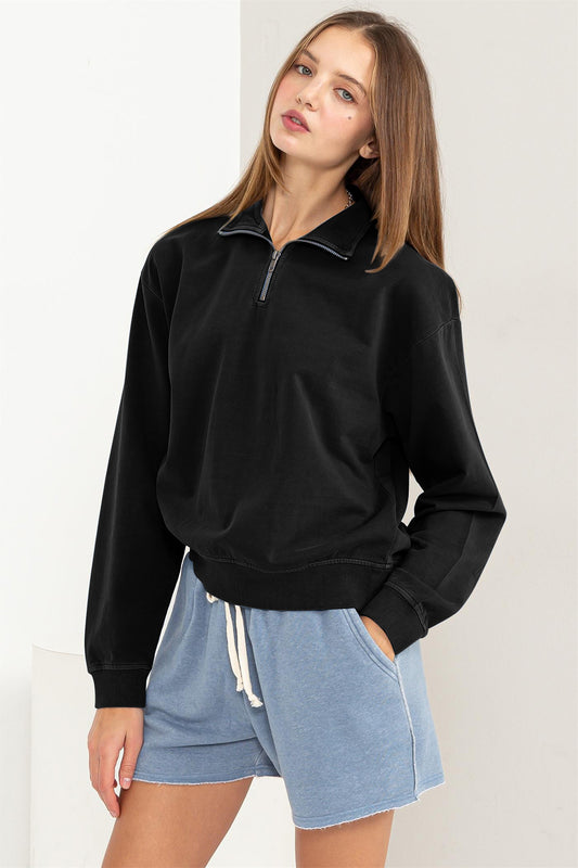 HYFVE Half Zip Drop Shoulder Sweatshirt