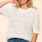 Haptics Round Neck Half Sleeve Multi Color Knit Top