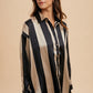 Annie Wear Striped Dropped Shoulder Button Up Shirt