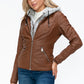 YMI Faux Layered Double-Zipper Jacket with Fuzzy Hood