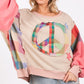 SAGE + FIG Full Size Contrast Peace Patch Dropped Shoulder Sweatshirt