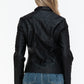 Snobbish Faux Leather Zip Up Mock Neck Jacket