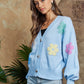 ADORA Flower Button Down Lantern Sleeve Cardigan