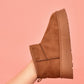 WILD DIVA Suede Round Toe Platform Booties