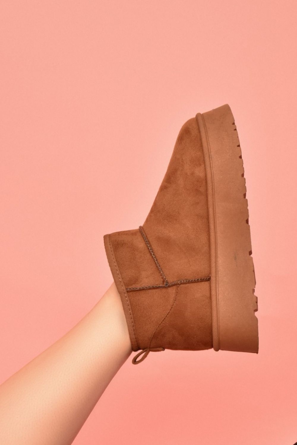 WILD DIVA Suede Round Toe Platform Booties