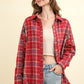 VERY J Contrast Plaid Raw Detail Shirt