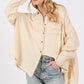 SAGE + FIG Frayed Hem Side Slit Button Down Shirt