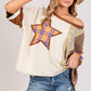 SAGE + FIG Round Neck Plaid Star Patch T-Shirt