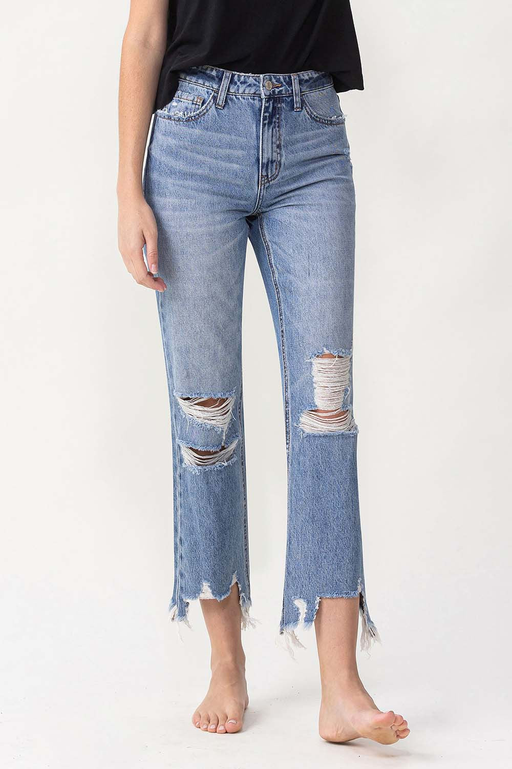 Lovervet High Rise Distressed Straight Jeans