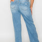 bytos Full Size Distressed High Rise Straight Jeans