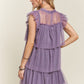 ADORA Layered Ruffled Cap Sleeve Mesh Dress
