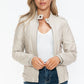 Snobbish PU Leather Biker Jacket with Side Zip Pockets