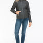 Snobbish Faux Leather Zip Up Mock Neck Jacket