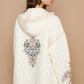 POL Embroidered Open Front Quilted Jacket with Crochet Pockets