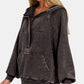 Zenana Acid Wash Fleece Kangaroo Hoodie