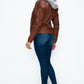 YMI Faux Layered Double-Zipper Jacket with Fuzzy Hood