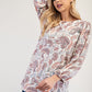 Celeste Full Size Paisley Round Neck Balloon Sleeve Top