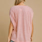 Umgee Exposed Seam Round Neck Batwing Sleeve Knit Top