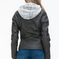 YMI Faux Layered Double-Zipper Jacket with Fuzzy Hood