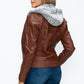 YMI Faux Layered Double-Zipper Jacket with Fuzzy Hood