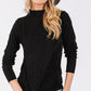 SAGE + FIG Glitter Mock Neck Lettuce Hem Long Sleeve Top