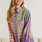 BiBi Plaid Color Block Button Up Shirt